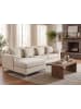 Beliani 4-tlg Ecksofa OSLO in Beige/Silber rechtsseitig