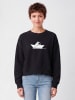 wat? Apparel Sweatshirt Astronaut in paper boat in Schwarz