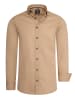 Rusty Neal Langarm Slim Fit Hemd mit Kontrast-Naht in Camel