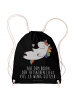 Mr. & Mrs. Panda Gymnastiktasche Einhorn Blümchentail mit Spruch in Schwarz