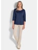 GOLDNER Kurzgröße:  Langarmshirt Basic Shirt mit U-Boot-Ausschnitt in marine