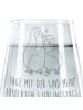 Mr. & Mrs. Panda Wasserglas Pinguin umarmen mit Spruch in Transparent