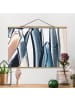 WALLART Stoffbild mit Posterleisten - Blau und Beige Streifen in Blau