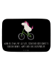 Mr. & Mrs. Panda Duschvorleger Einhorn Radfahrer mit Spruch in Schwarz