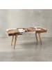 KADIMA DESIGN Sitzbank Ziegenfell / Massivholz Bank 120 x 40 x 52 cm, Polsterbank