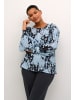KAFFE curve Langarm-Bluse KCluma in Grey/Blue Graphic Cloud