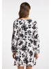 faina Damen Midikleid Mit Blumenprint in Weiss Schwarz