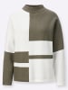 creation L Jacquard-Pullover in khaki-ecru-gemustert