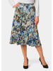 GOLDNER Bequemer Druckrock mit Rundumschlupfbund in schwarz / azurblau / gemustert