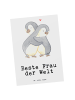 Mr. & Mrs. Panda Postkarte Pinguin Beste Frau der Welt mit Spruch in Weiß