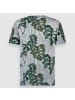 Twinlife T-Shirt Crew Allover Print Leaf Men in grau Grün