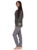 NORMANN Pyjama Kuschelinterlock Hose gestreift Faultier - 48931 in anthrazit-melange