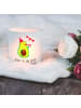 Mr. & Mrs. Panda Teelicht Glas Avocado Party mit Spruch in Transparent