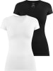 Janice 2 x Figurbetontes T-Shirt mit V-Ausschnitt Siena in Schwarz/Weiß