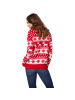 tectake Festtagspullover, Winterlicher Strickpullover in Rot und Weiß