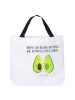 Mr. & Mrs. Panda Tote Bag Avocado Pärchen mit Spruch in Weiß