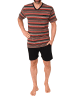 NORMANN Kurzarm Schlafanzug Pyjama Shorty Streifen - 84472 in rot