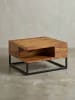 KADIMA DESIGN Sofatisch, Sheeshamholz, Staufach, 60x60x34,5 cm, Industrial-Design