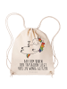 Mr. & Mrs. Panda Gym Bag Einhorn Blümchentail mit Spruch in Creme