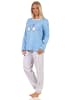 NORMANN Schlafanzug langarm Pyjama frühlgshafte Punkten - 64574 in blau