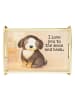 Mr. & Mrs. Panda Holz Tablett Hund Entspannen Design mit Spruch in Weiß