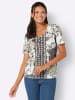 Sieh an! Kurzarm-Shirt in ecru-grau-bedruckt