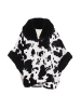 faina Women Poncho in Schwarz Wollweiss