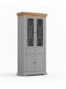 Feldmann-Wohnen Standvitrine Marone Elite Grau / Kiefer Natur 95 / 41 / 200cm