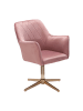KADIMA DESIGN Sessel-Drehstuhl: Samtbezug, Eisenuntergestell, Armlehnen, 360° drehbar in Rosa