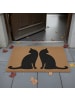 relaxdays Fußmatte "2 Katzen" in Natur/ Schwarz - 80 x 50 cm