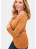 GOLDNER Kurzgröße:  V-Pullover in safrangelb