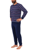 NORMANN Frottee Pyjama langarm Schlafanzug Bündchen Streifen - 49587 in marine