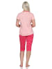 NORMANN kurzarm Schlafanzug Capri Pyjama Eulen "Nachteule" - 79937 in rosa