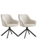 SONGMICS 2er-Set: Esszimmerstuhl Tyra in Beige-Schwarz - (B)60 x (H)81.5 x (T)58 cm