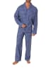 NORMANN Flanell Pyjama Schlafanzug zum durchknöpfen - 70110 in blau