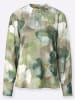 creation L Satinbluse in khaki-schilf-bedruckt