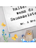 Mr. & Mrs. Panda Gästehandtuch Saunameister Herz mit Spruch in Weiß