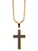 Adeliás Herren Halskette mit Anhänger – Kreuz aus Edelstahl in gold