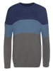 Man's World Rundhalspullover in blau-hellblau-grau