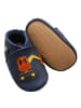 Mepiq Baby Lauflernschuhe aus Leder mit Gummisohle rutschfest "Auto" in Dunkelblau