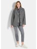 GOLDNER Kurzgröße:  Bouclé-Jacke Moderne Wolljacke mit Steppeinsatz in grau / weiß / gemustert