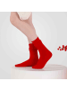 MUNADUNA Spitzen-Rippensocken in Rot