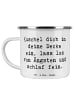 Mr. & Mrs. Panda Emaille Tasse Spruch Alleine schlafen lernen mi... in Weiß