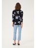 Kaffe Langarm-Bluse KAedita Regular fit in Black / Blue Flower Print