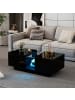 ABRIHOME LED-Couchtisch mit 2 Schubladen und Acrylplatte in Schwarz