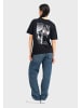 OLDSKULL T-Shirt Asian Lotus Surf Logo Graphic in Black