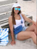 styleBREAKER Nerd Sonnenbrille in Hellbraun / Blau verspiegelt
