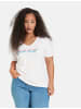 SAMOON T-Shirt Kurzarm Rundhals in White gemustert.