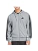 adidas Essentials 3-Streifen French Terry Kapuzenjacke in Grau