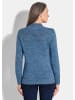 GOLDNER Kurzgröße:  Hüftlanger Langarm Pullover, Zopfstrick in blau / gemustert